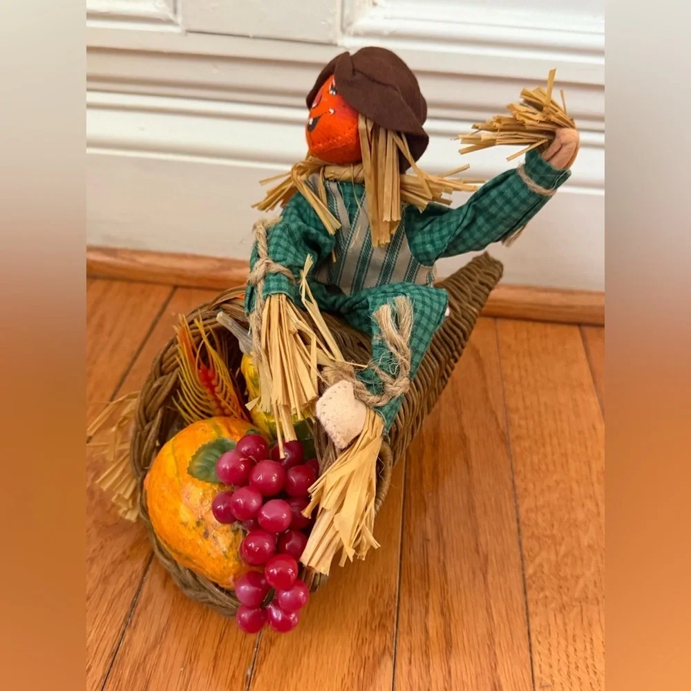 Annalee Scarecrow Basket fall Harvest Decor cornucopia 1997 Thanksgiving - Picture 5 of 12